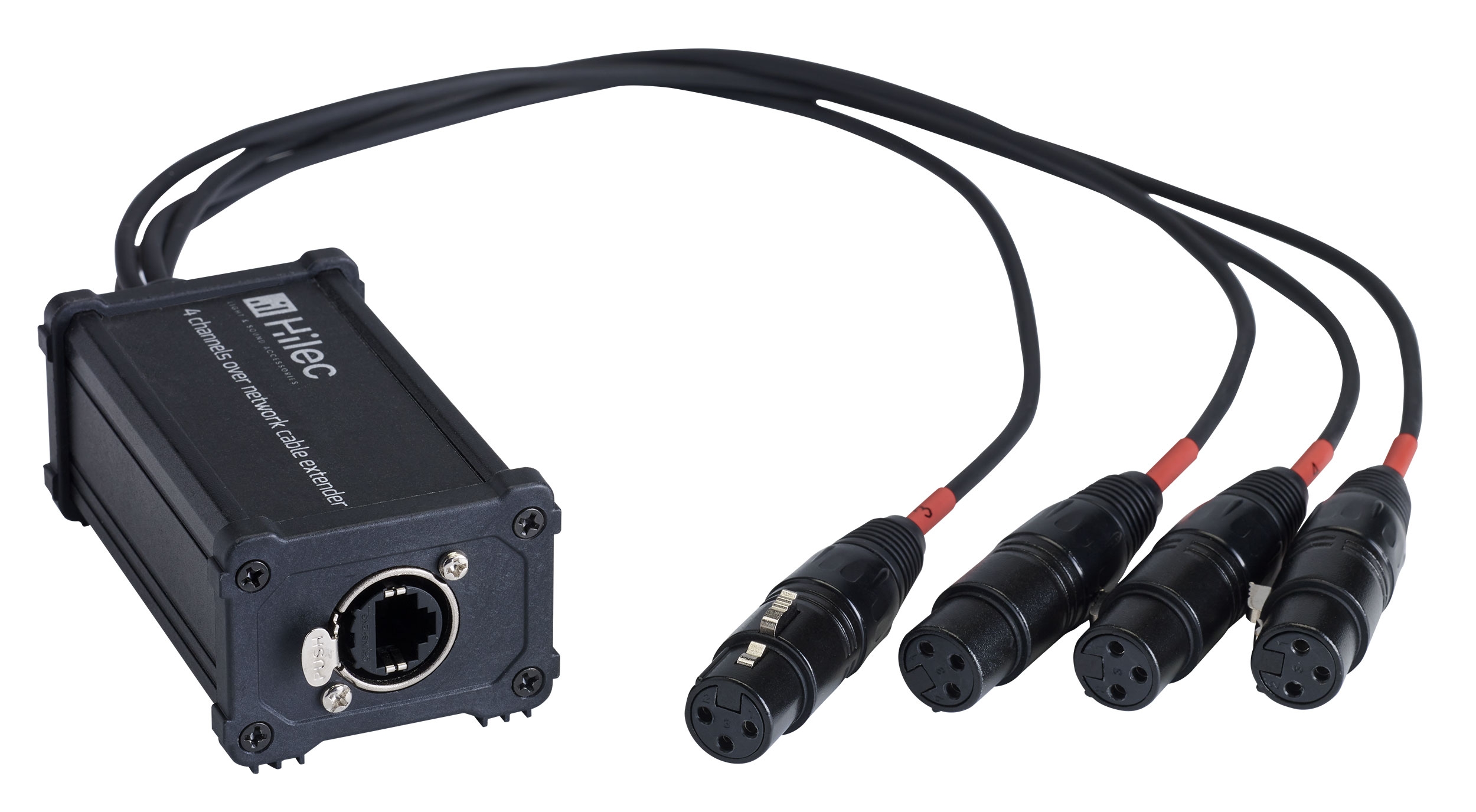 RJ45 / XLR3F adapter box for audio or DMX signal