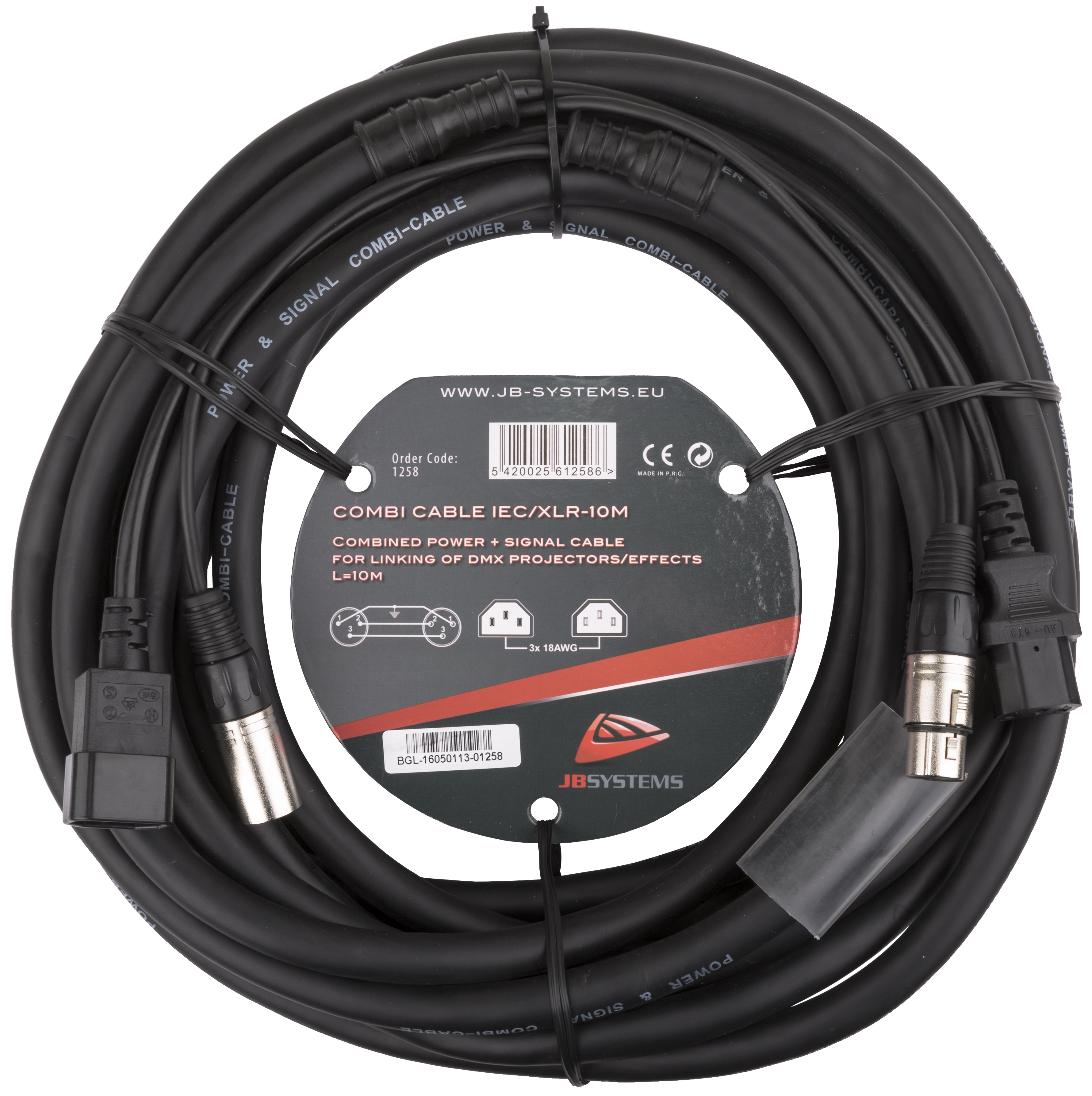 Power IEC + 3pin DMX cable 10m