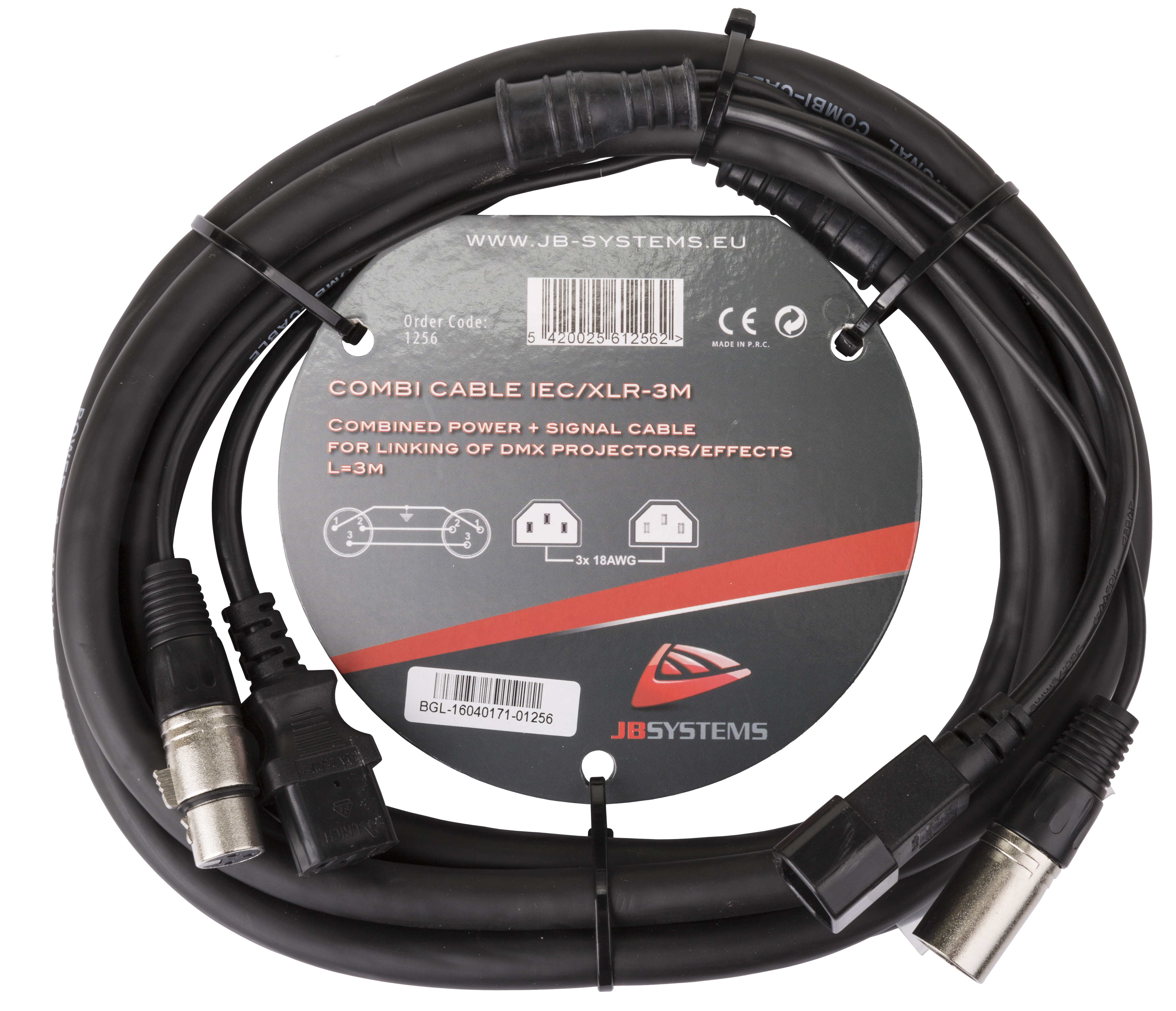 Power IEC + 3pin DMX cable 3m