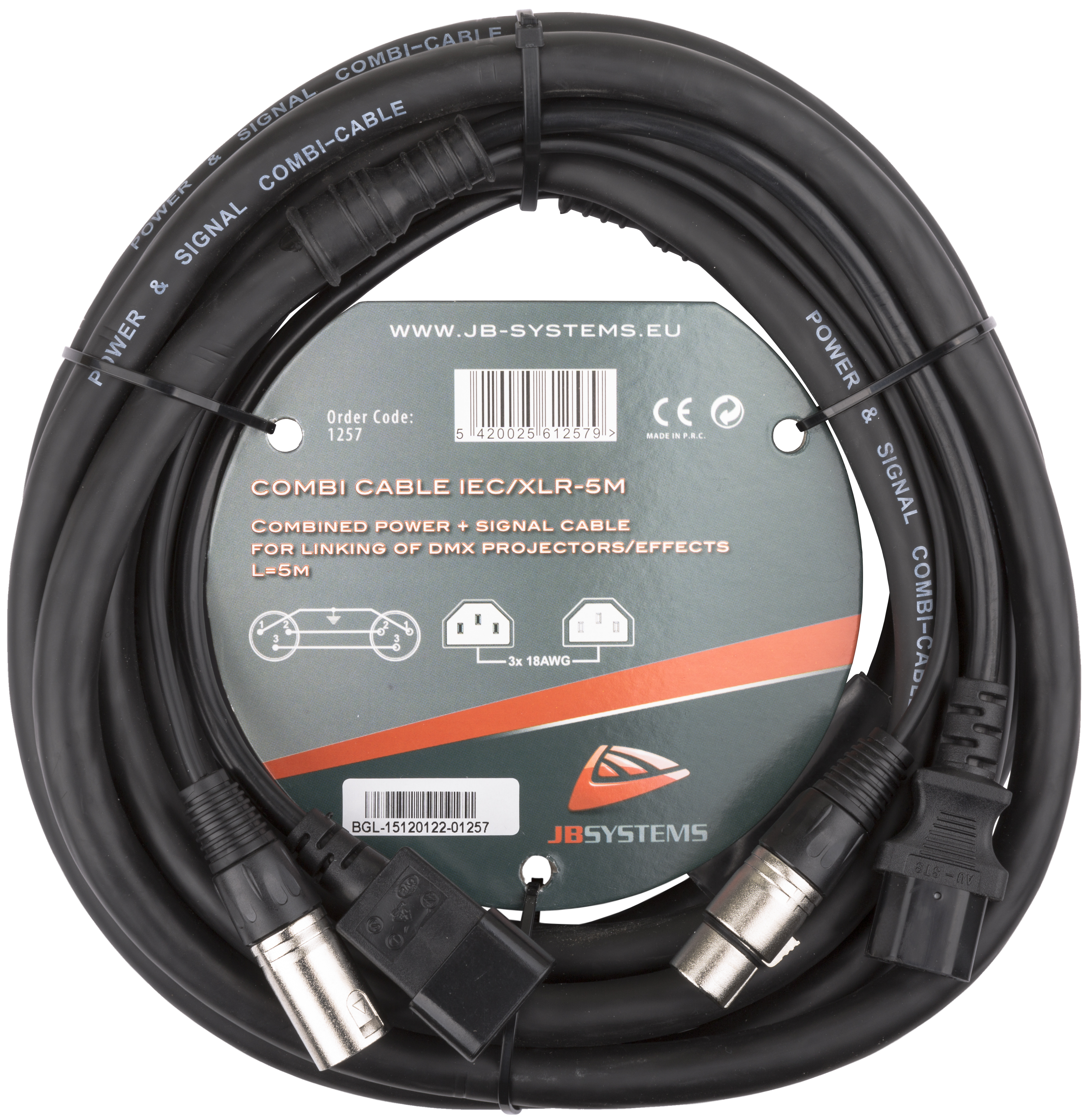 Power IEC + 3pin DMX cable 5m