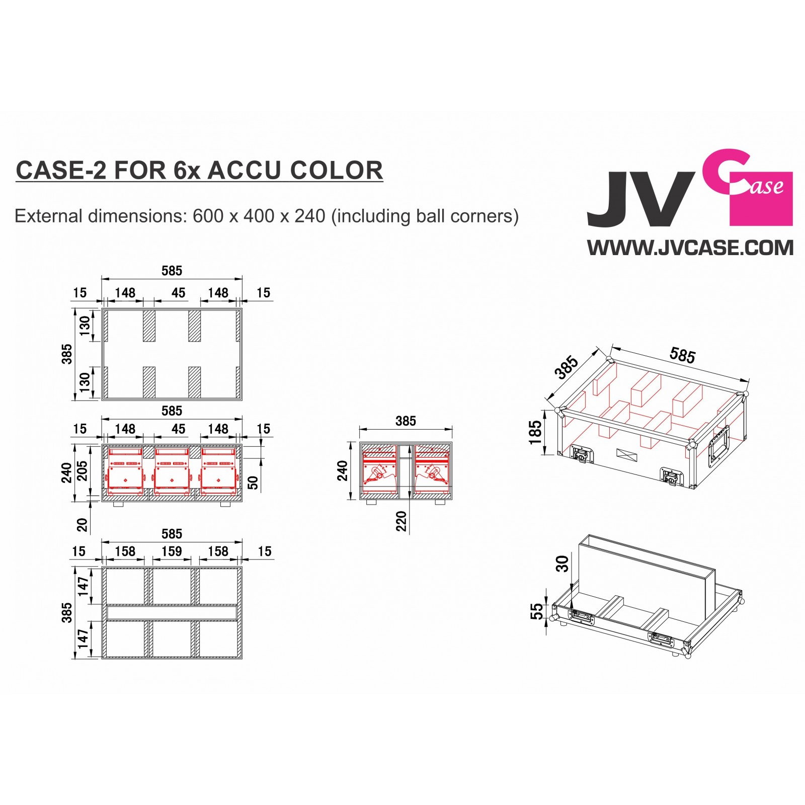 Verleiden Gemaakt om te onthouden Streng JB Systems - CASE-2 for 6x ACCU COLOR