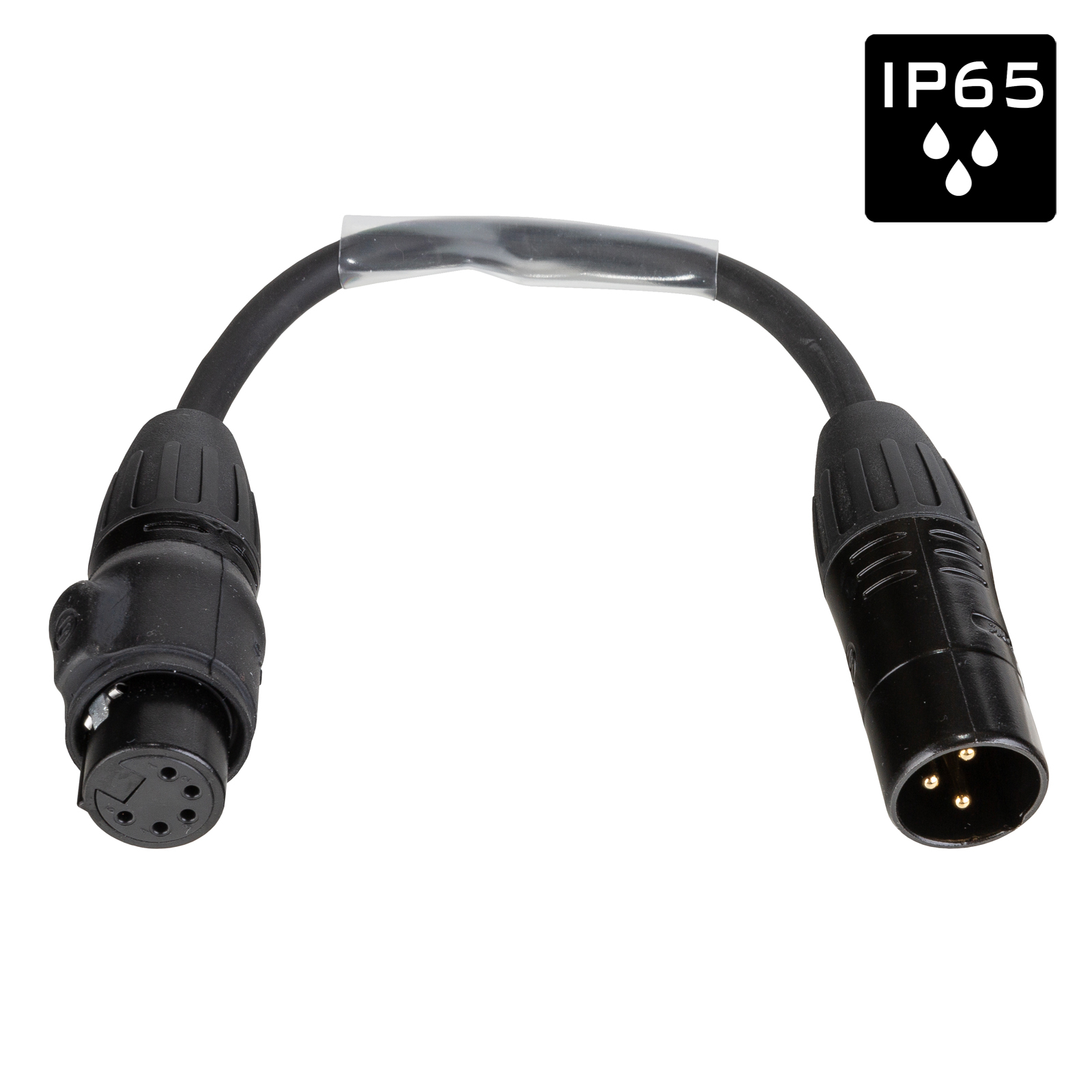 EURO PRO-SERIES: Assembled DMX adapter cable 3pin/5pin with IP65 XLR connectors Seetronic, L=0.15m