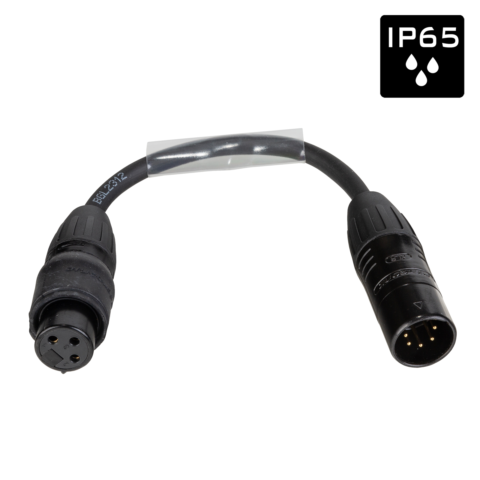 EURO PRO-SERIES: Assembled DMX adapter cable 5pin/3pin with IP65 XLR connectors Seetronic, L=0.15m