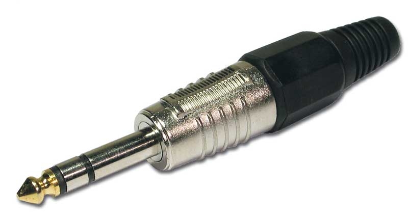 Male Stereo Jack connector 6.35mm - Chrome finish