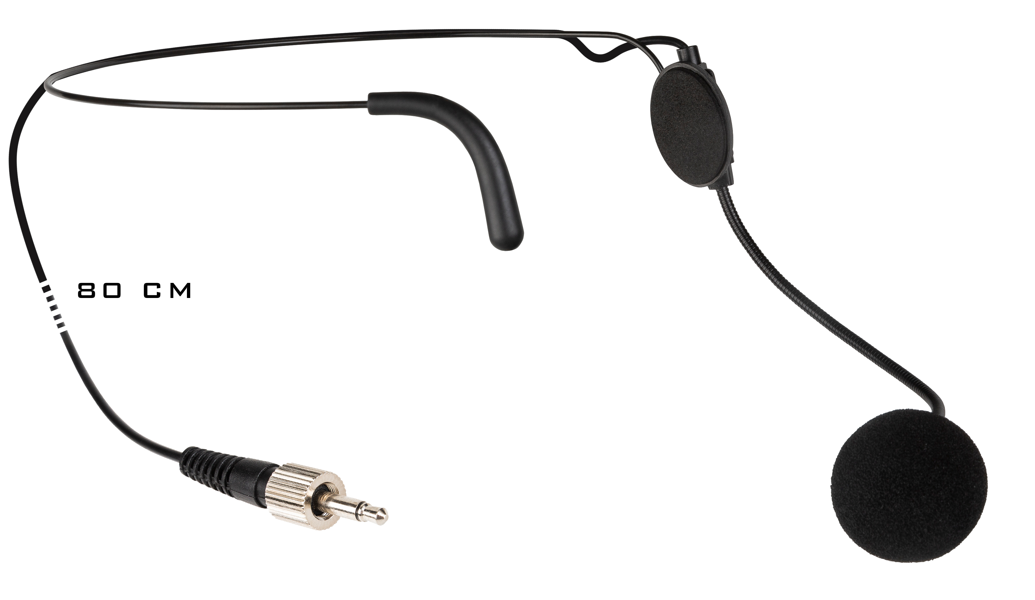 Lightweight headset condenser microphone with lockable mini-jack for use with the HF-BPACK