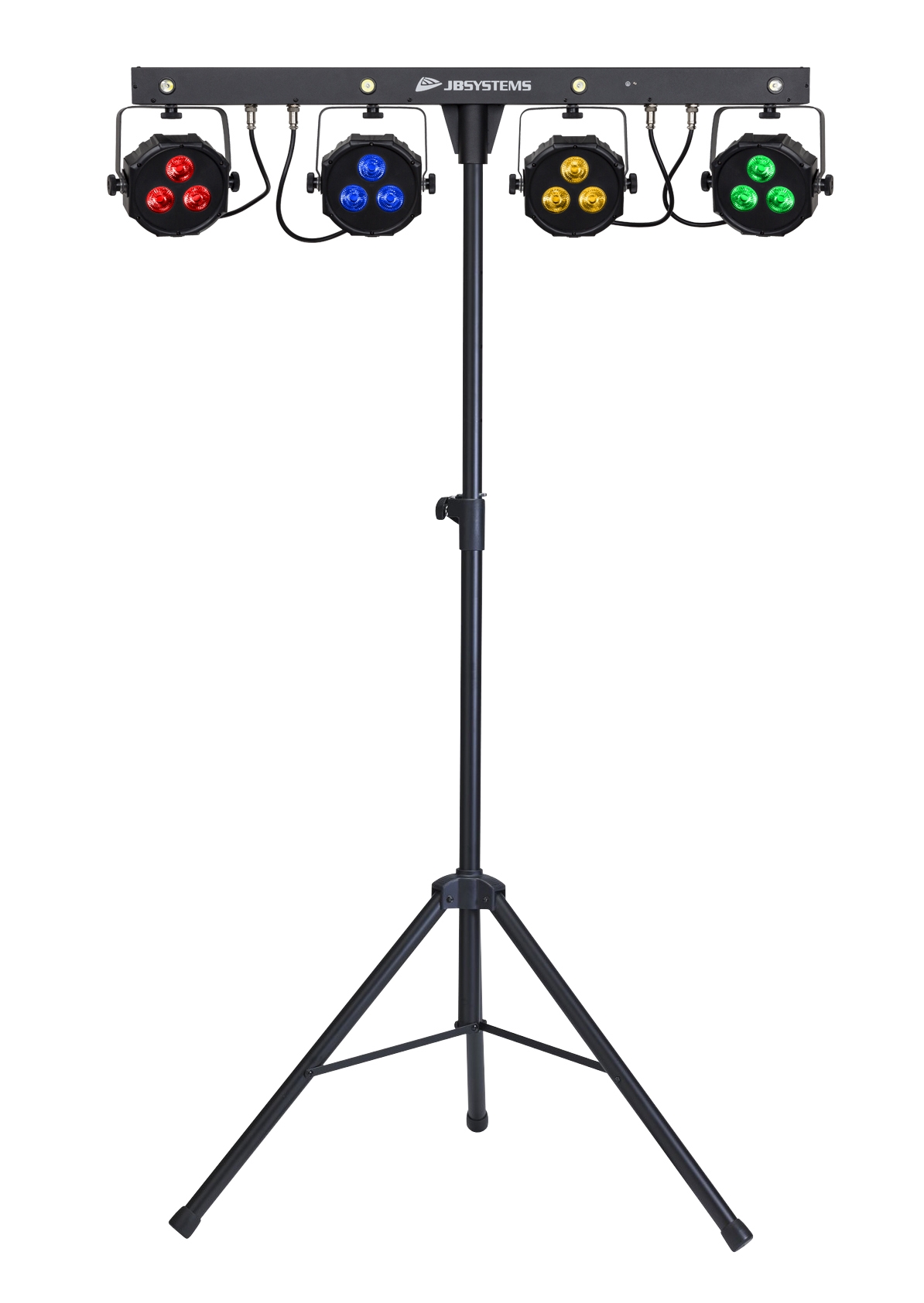 A complete ready to use light set for all your events and parties: a compact powered 4BAR, wireless foot controller, light stand and carrying bags <p hidden>party</p>
