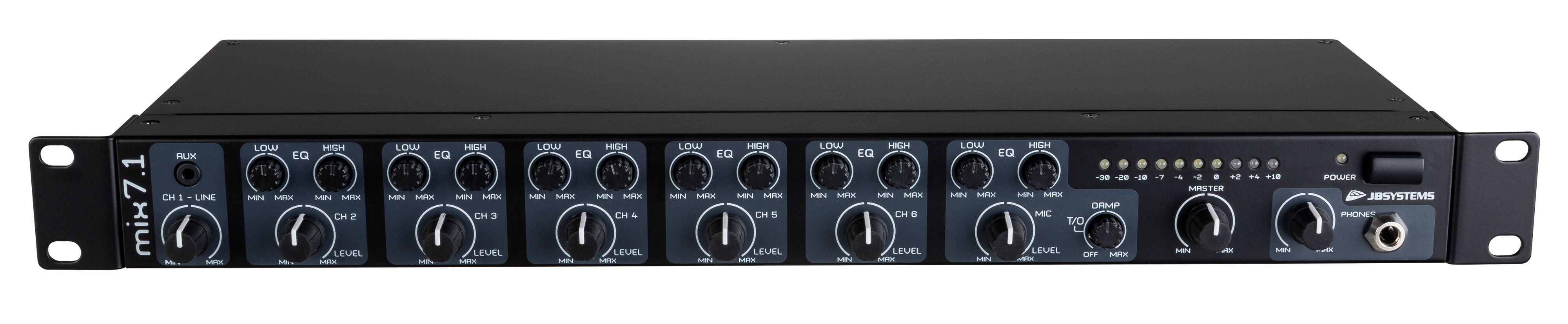 7 Channel preamp / mixer: Simple and easy to use audio mixer with up to 6 microphone or stereo line inputs !
