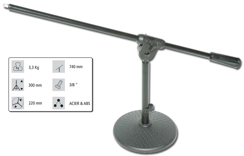 Microphone table stand with heavy base - Height 30cm