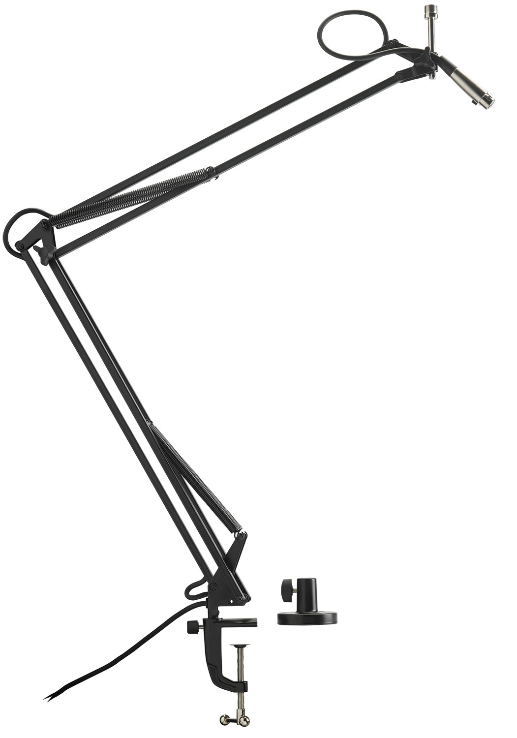 Flexible arm for microphone with XLR cable and table fixation system