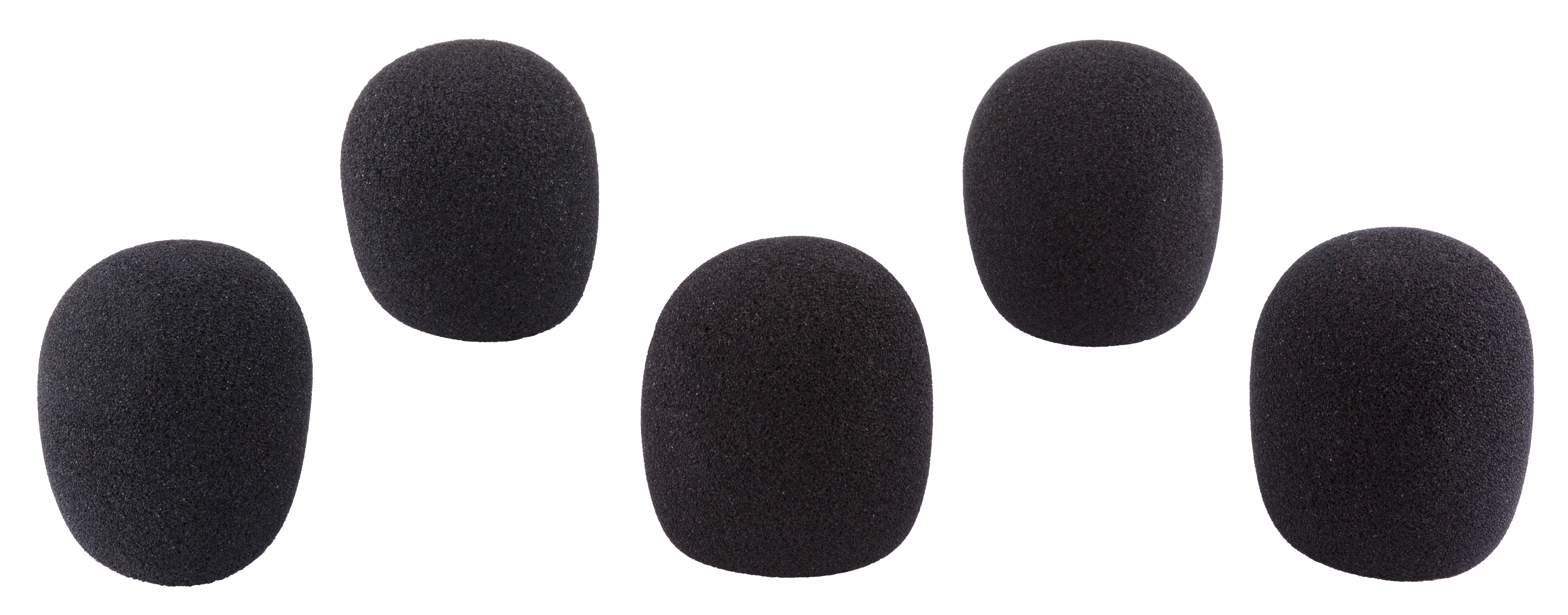 Set of 5 black foam microphone windscreens