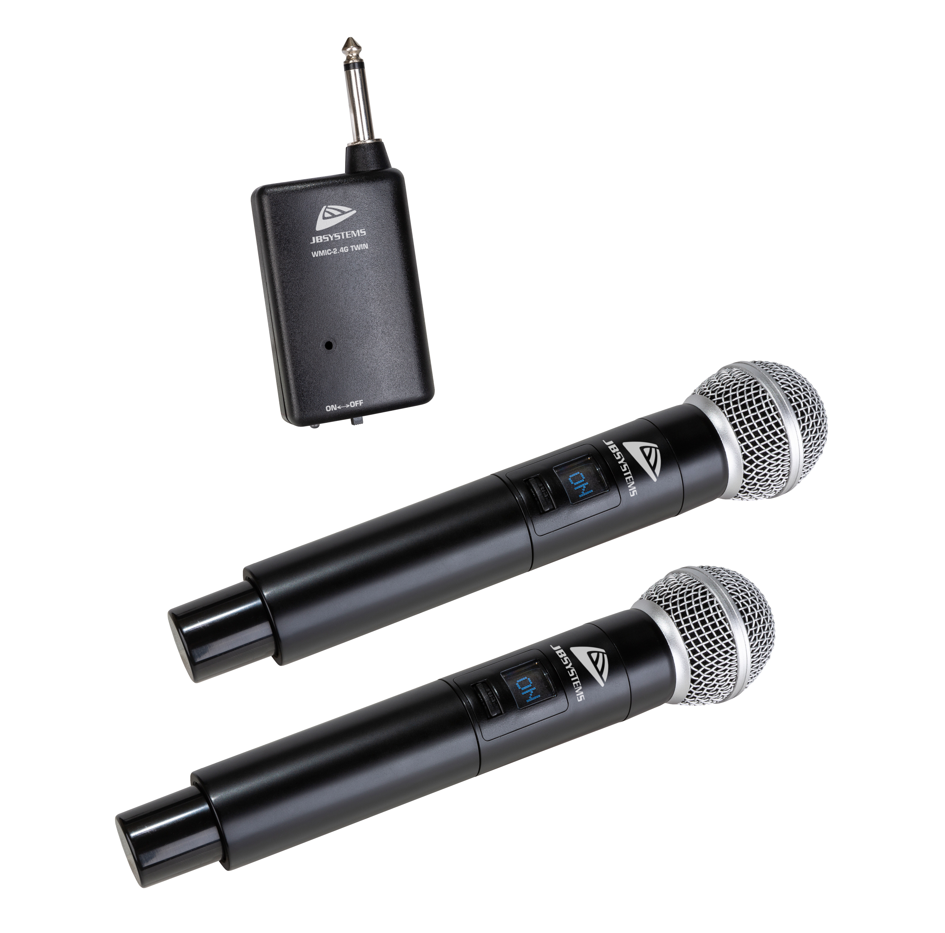 Easy, plug and play, wireless 2.4GHz Dual hand microphone system: 2 microphones and 1 receiver